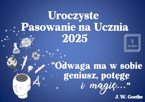 Dekoracja do druku: Pasowanie na ucznia nr 9 - cytat Goethe - 2025
