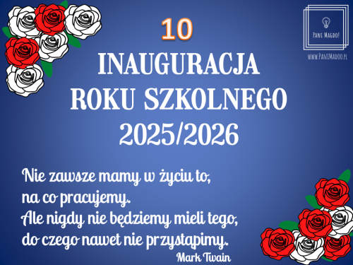 Dekoracja do druku: Rozpoczęcie roku szkolnego nr 10 - cytat M. Twain 2025