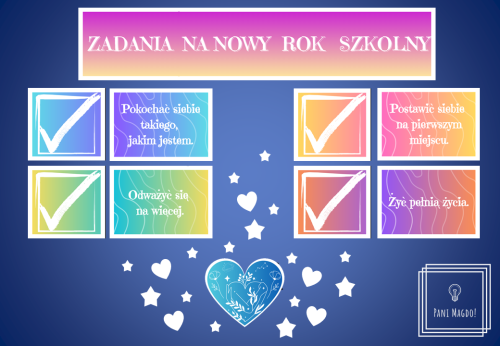 Dekoracja do druku: Zadania na nowy rok szkolny 