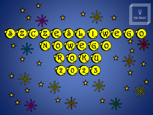 Dekoracja do druku: Napis Szczęśliwego Nowego Roku 2023