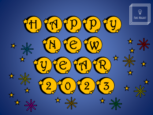 Dekoracja do druku: Napis Happy New Year 2023 