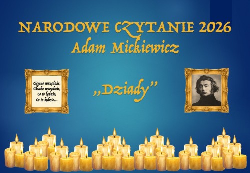 Dekoracja do druku: Adam Mickiewicz - Narodowe Czytanie 2026 - świece - nr 2