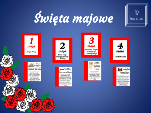 Dekoracja do druku: Święta majowe - kartki z kalendarza