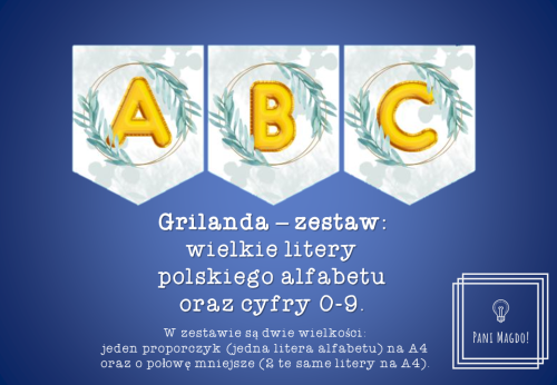 Dekoracja do druku: Girlanda miętowa - alfabet - zestaw