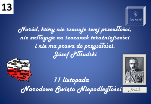 Dekoracja do druku: 11 listopada - J. Piłsudski - nr 13