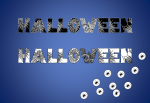 Dekoracja do druku: napis HALLOWEEN - pajęczyny