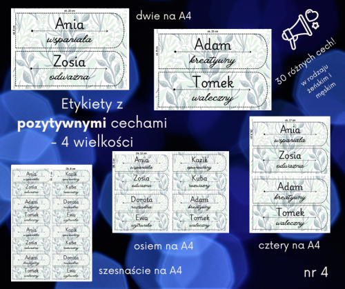 Dekoracja do druku: ETYKIETY - liście 