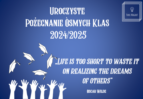 Dekoracja do druku: Życie jest zbyt krótkie - PO ANGIELSKU - na pożegnanie ósmych klas 2025